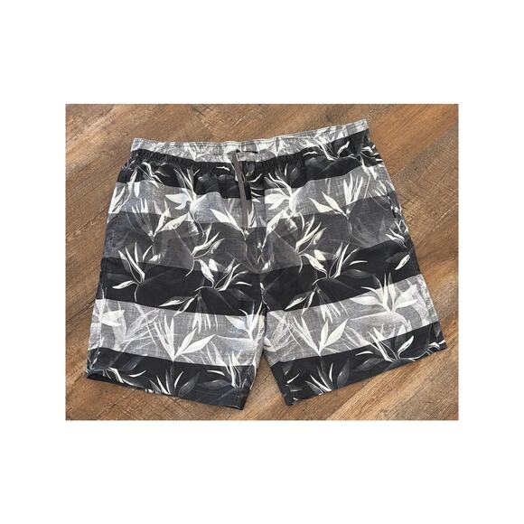 Laguna Originals Swim trunks with pockets black and gray leaf motif 2XL - Picture 1 of 7